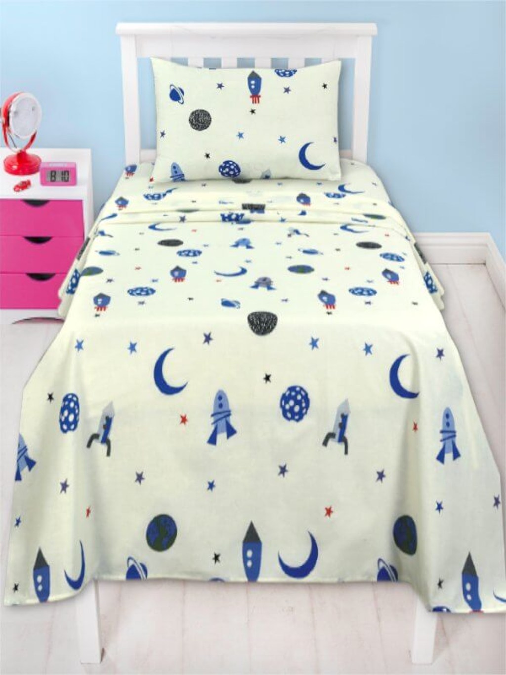 Παιδικά Σεντόνια Σετ Εκρού 100% Βαμβακερά Διαστημόπλοια Γαρύφαλλο 160x270 | Γαρύφαλλο - Λευκά Είδη